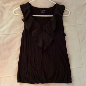 Ann Taylor Loft Black Ruffle Blouse Tank